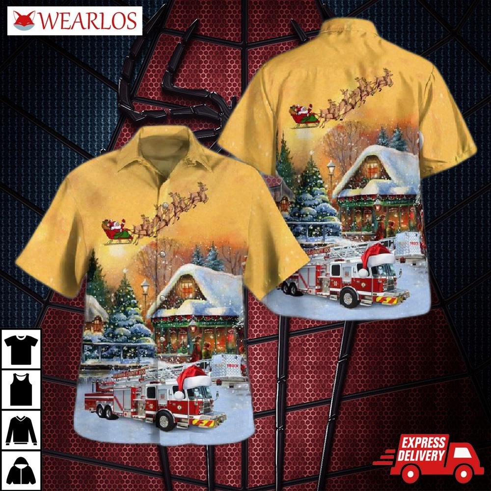 Sarasota, Florida, Sarasota County Fire Department Christmas Hawaiian Shirt