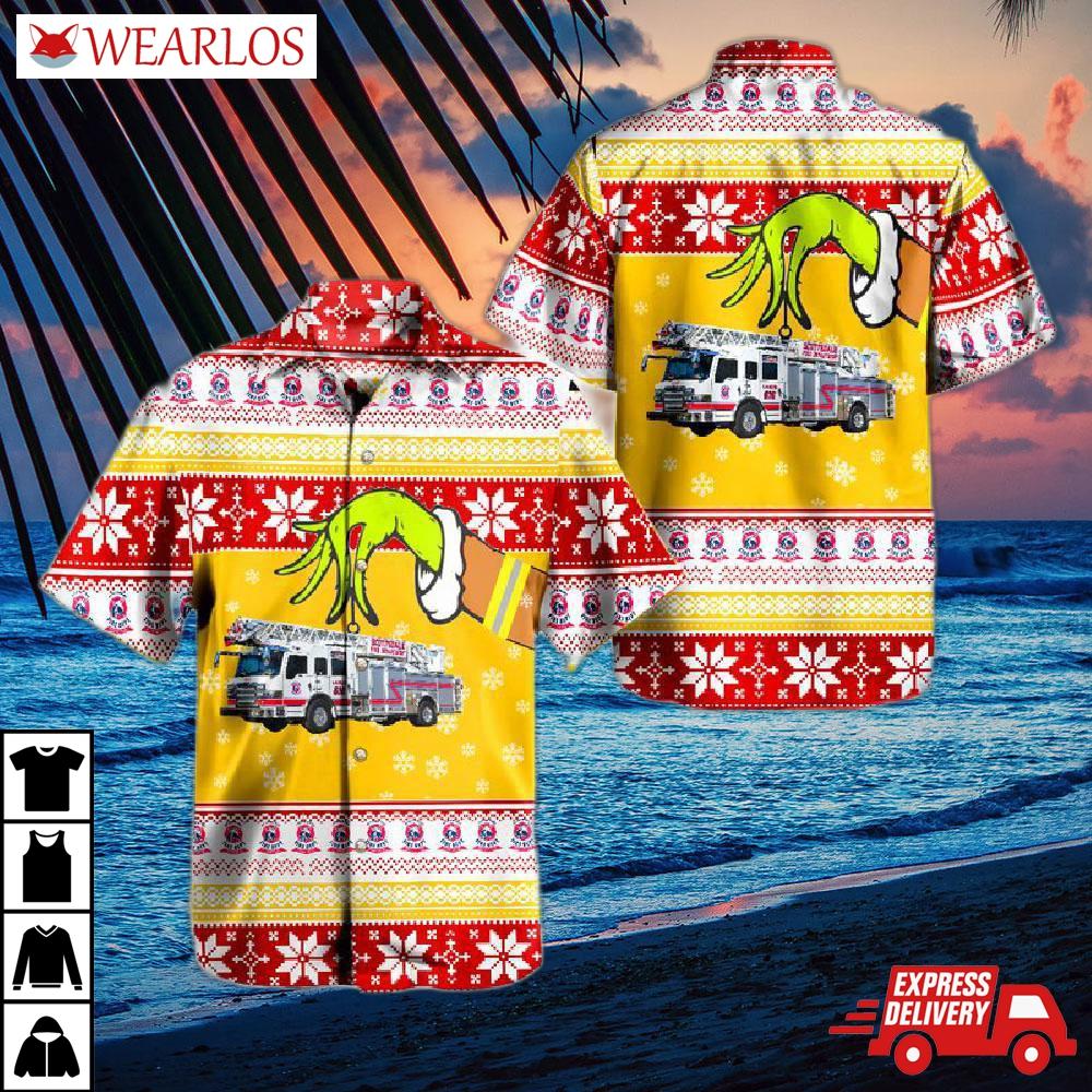 Scottsdale Fire Department Aerial Ladder Ugly Christmas Hawaiian Shirt