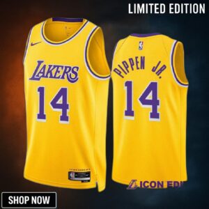 Scotty Pippen Jr. 14 -23 Los Angeles Lakers Gold Icon Edition Jersey Swingman