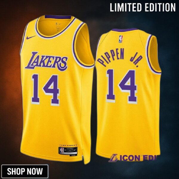 Scotty Pippen Jr. 14 -23 Los Angeles Lakers Gold Icon Edition Jersey Swingman