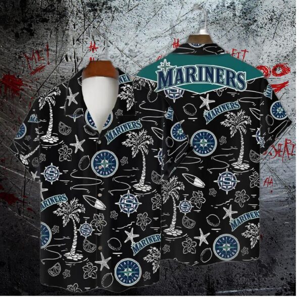 Seattle Mariners Ocean Palms Hawaiian Shirt