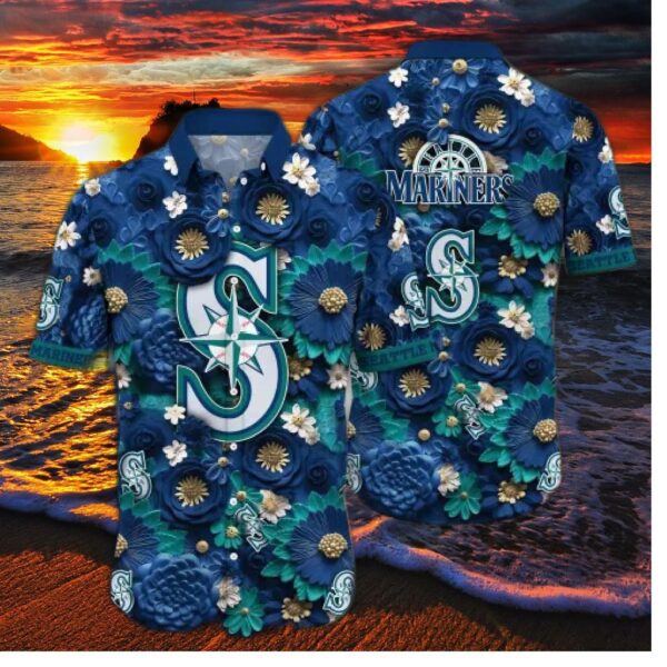 Seattle Mariners Palm Wave Hawaiian Shirt