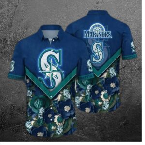 Seattle Mariners Sunset Palms Hawaiian Shirt