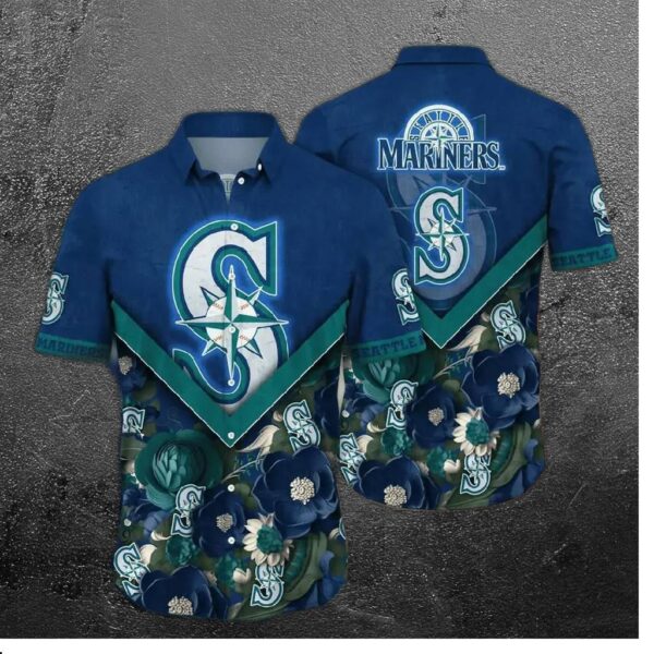 Seattle Mariners Sunset Palms Hawaiian Shirt