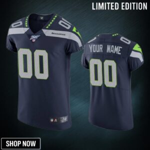 Seattle Seahawks Custom Navy 100th Season Vapor Elite Jersey
