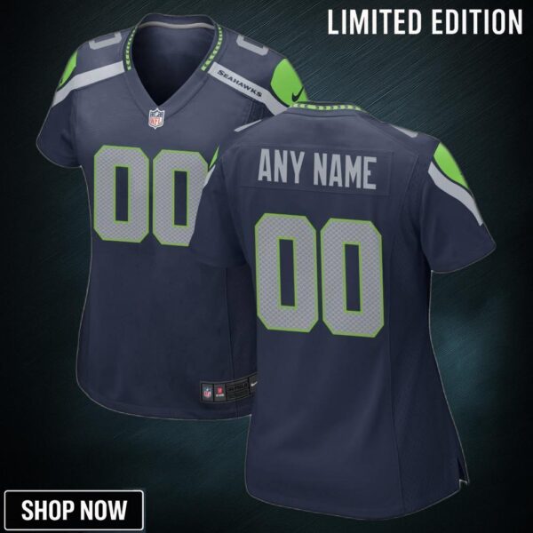 Seattle Seahawks Womens Custom Game Jersey College Navy Jerseys Nfl