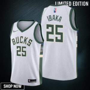 Serge Ibaka 25 Milwaukee Bucks Association Edition White Jersey Diamond Badge - Men