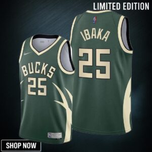 Serge Ibaka 25 Milwaukee Bucks Earned Edition Green Jersey Trade - Men