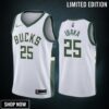 Serge Ibaka 25 Milwaukee Bucks White Association Edition Jersey Diamond Badge