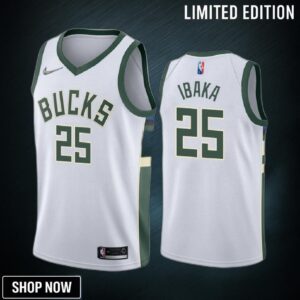 Serge Ibaka 25 Milwaukee Bucks White Association Edition Jersey Diamond Badge