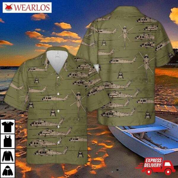 Sikorsky Uh-60 Black Hawk Silhouette Hawaiian Shirt