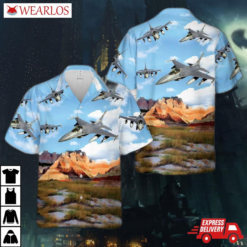 South Dakota Air National Guard General Dynamics F-16 Fighting Falcon Hawaiian Shirt