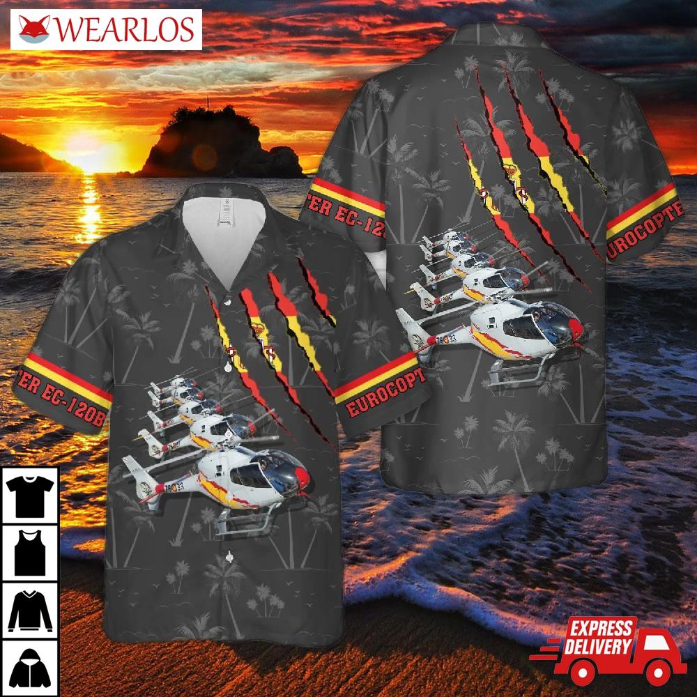 Spanish Air Force Eurocopter Ec-120b Colibri Hawaiian Shirt