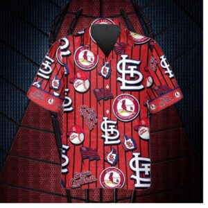 St. Louis Cardinals Dugout Stripes Hawaiian Shirt