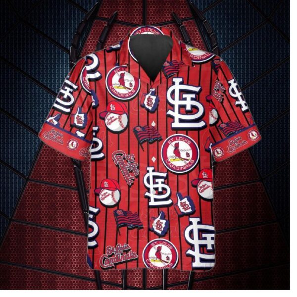 St. Louis Cardinals Dugout Stripes Hawaiian Shirt