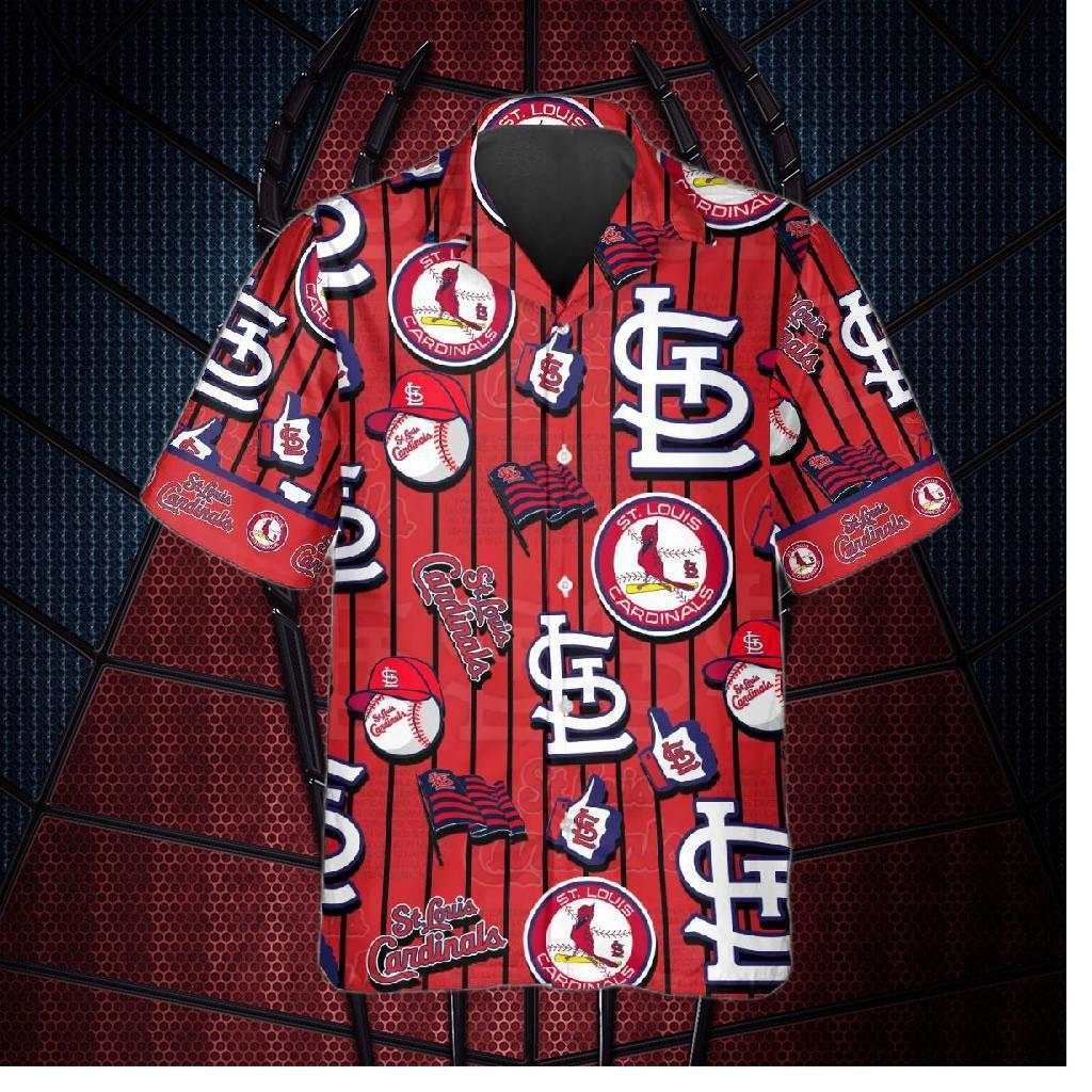 St. Louis Cardinals Dugout Stripes Hawaiian Shirt