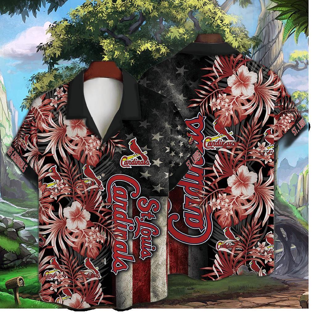 St. Louis Cardinals Patriotic Floral Hawaiian Shirt