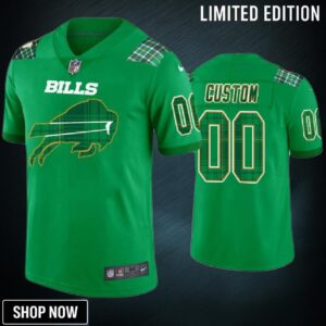 St. Patricks Day Buffalo Bills Custom Jersey Kelly Green - Mens
