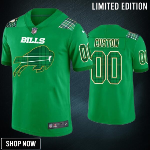St. Patricks Day Buffalo Bills Custom Jersey Kelly Green - Mens