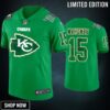 St. Patricks Day Kansas City Chiefs #15 Patrick Mahomes Jersey Kelly Green - Men