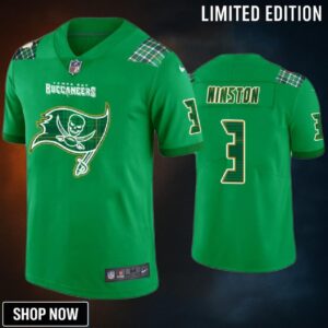 St. Patricks Day Tampa Bay Buccaneers #3 Jameis Winston Jersey Kelly Green - Men
