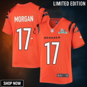 Stanley Morgan 17 Cincinnati Bengals Super Bowl Lvii Champions Youth Alternate Game Jersey - Black