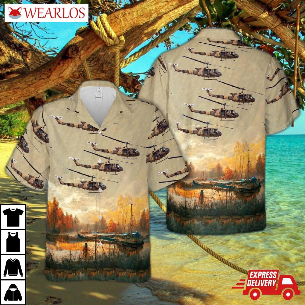 State Department Air Wing (dosaw) Bell Uh-1h Huey Ii (205) Hawaiian Shirt