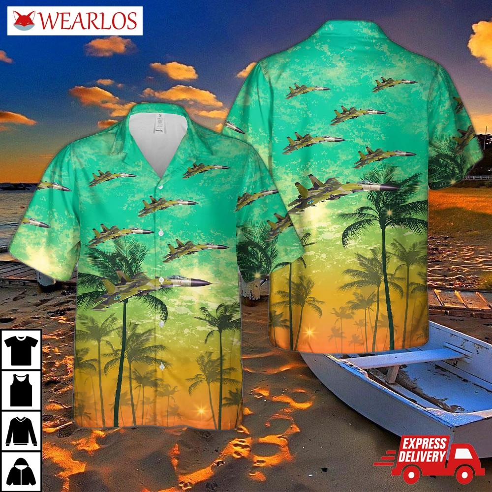 Swedish Air Force J-11a M90 Camo Hawaiian Shirt