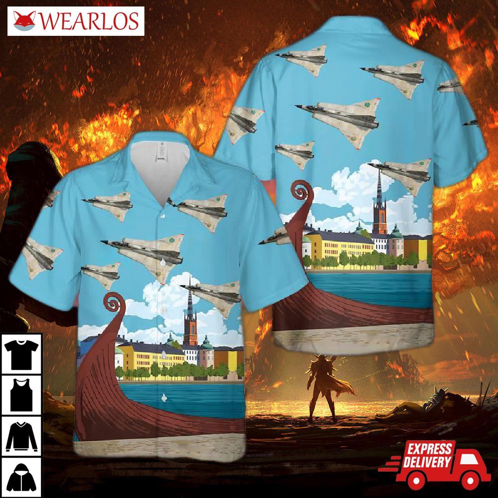 Swedish Air Force Saab 35 Draken Hawaiian Shirt