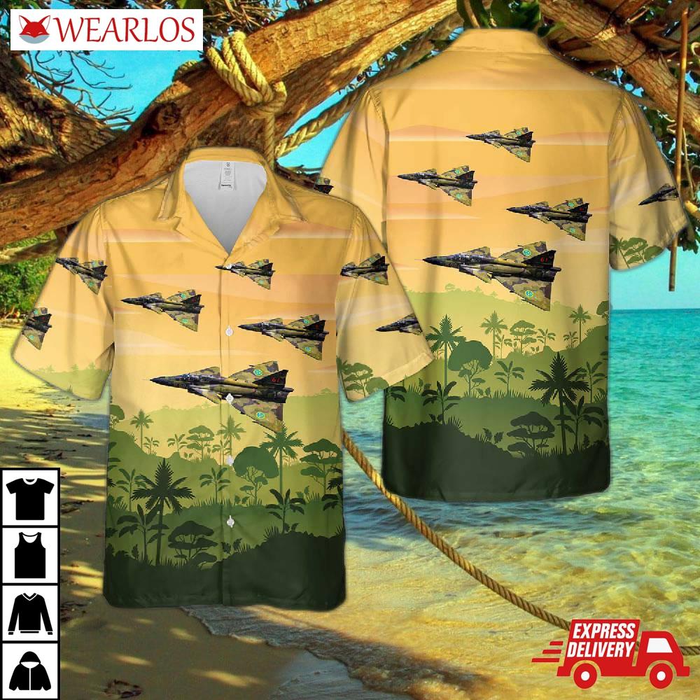 Swedish Air Force Saab Sk37e Viggen Hawaiian Shirt