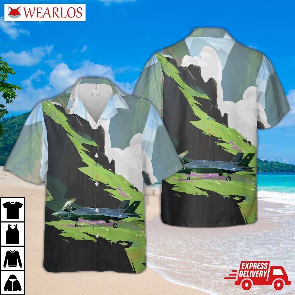 Swiss Air Force F35 Hawaiian Shirt