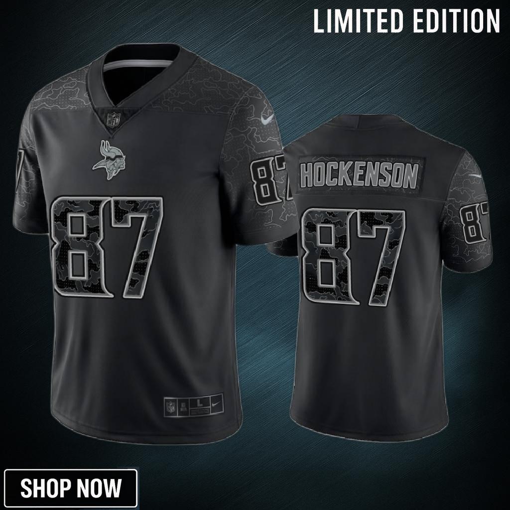 T.j. Hockenson 87 Minnesota Vikings Black Reflective Limited Jersey - Men