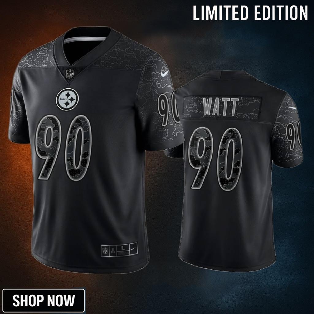 T.j. Watt 90 Pittsburgh Steelers Black Reflective Limited Jersey - Men