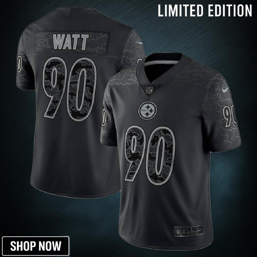 T.j. Watt 90 Pittsburgh Steelers Rflctv Limited Jersey - Black
