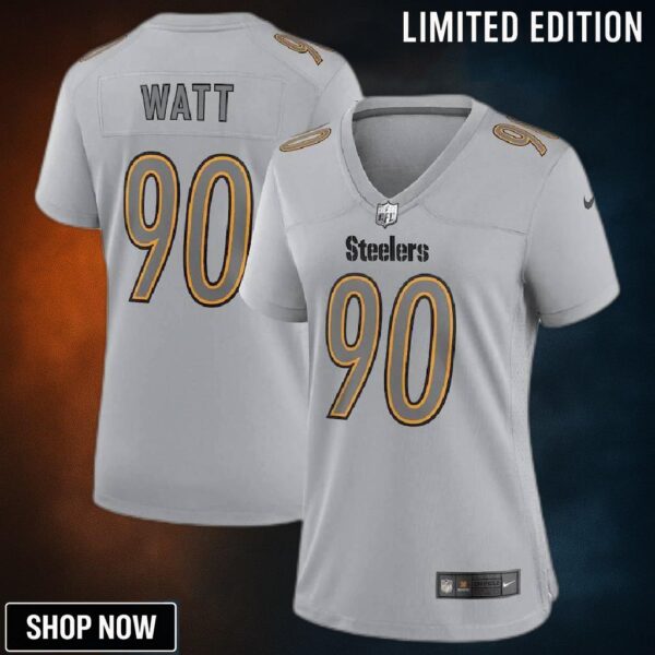 T.j. Watt Pittsburgh Steelers Women's Atmosphere Fashion Game Jersey - Gray