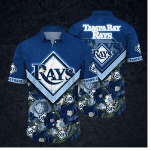 Tampa Bay Rays Floral Emblem Hawaiian Shirt