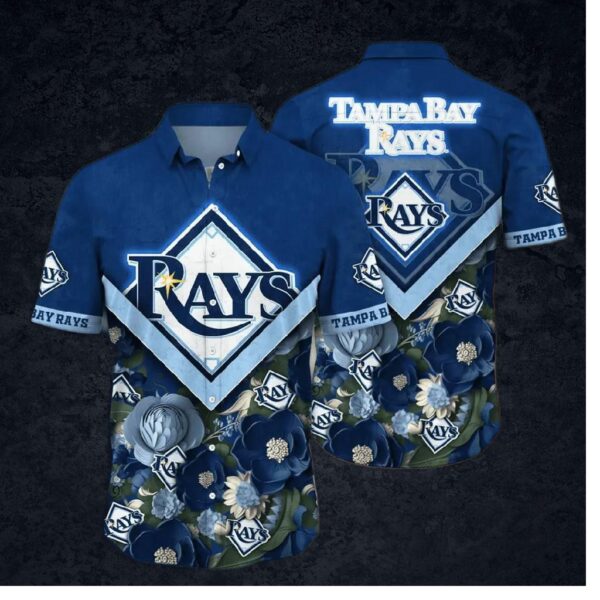 Tampa Bay Rays Floral Emblem Hawaiian Shirt