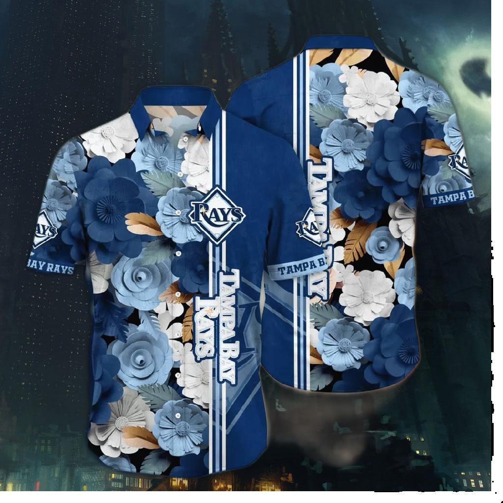 Tampa Bay Rays Floral Stripes Hawaiian Shirt
