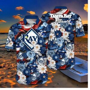Tampa Bay Rays Patriotic Floral Hawaiian Shirt