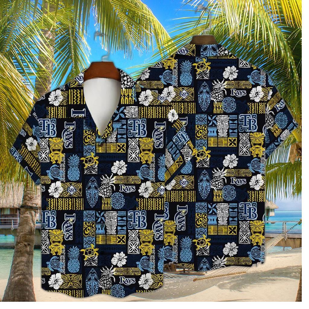 Tampa Bay Rays Tribal Patchwork Hawaiian Shirt