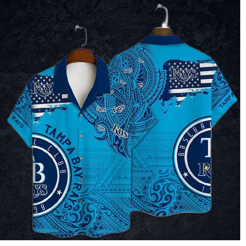 Tampa Bay Rays Tribal Wave Hawaiian Shirt