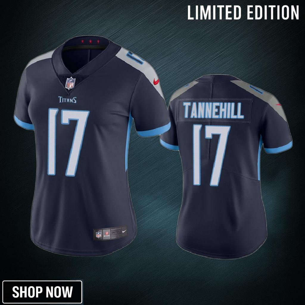 Tennessee Titans #17 Ryan Tannehill Navy Vapor Untouchable Limited Jersey - Womens