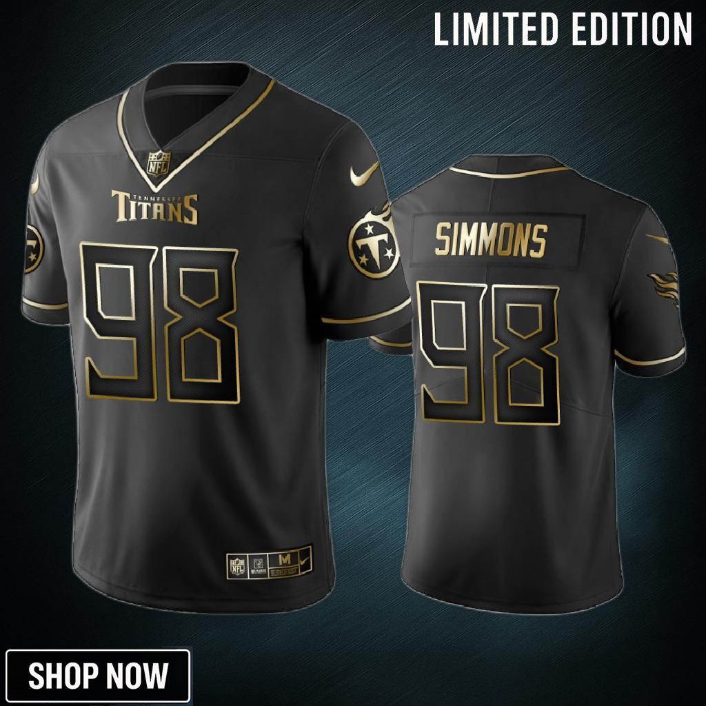 Tennessee Titans Jeffery Simmons Black 2019 Vapor Limited Golden Edition Jersey