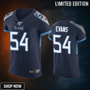 Tennessee Titans Rashaan Evans Navy 100th Season Vapor Elite Jersey