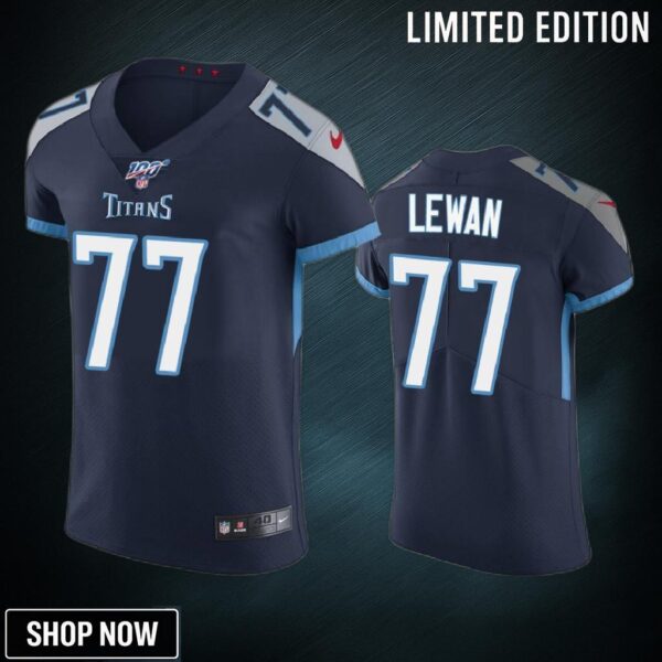 Tennessee Titans Taylor Lewan Navy 100th Season Vapor Elite Jersey