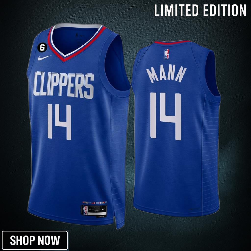 Terance Mann 14 La Clippers Royal Icon Edition Jersey -23 No.6 Patch