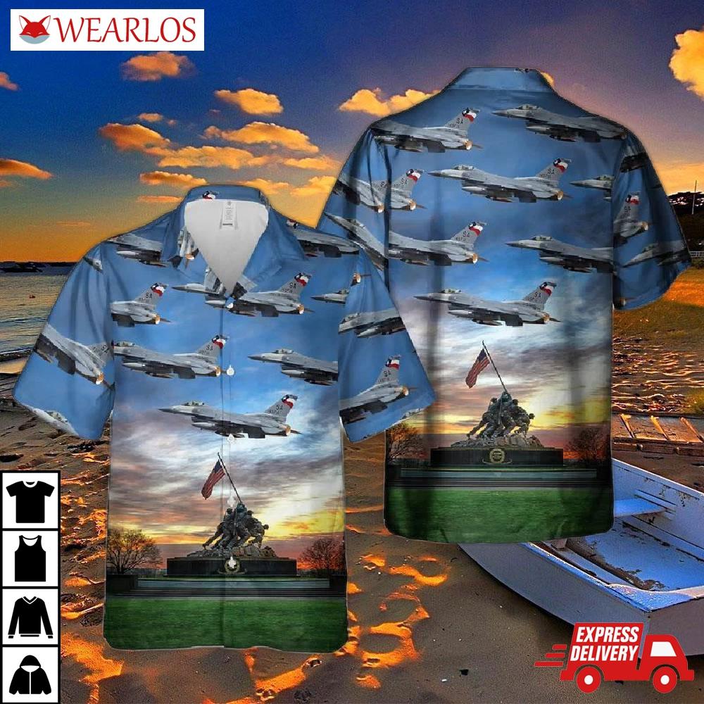 Texas Air National Guard 149th Fighter Wing General Dynamics F-16c Fighting Falcon (401) Hawaiian Shirt