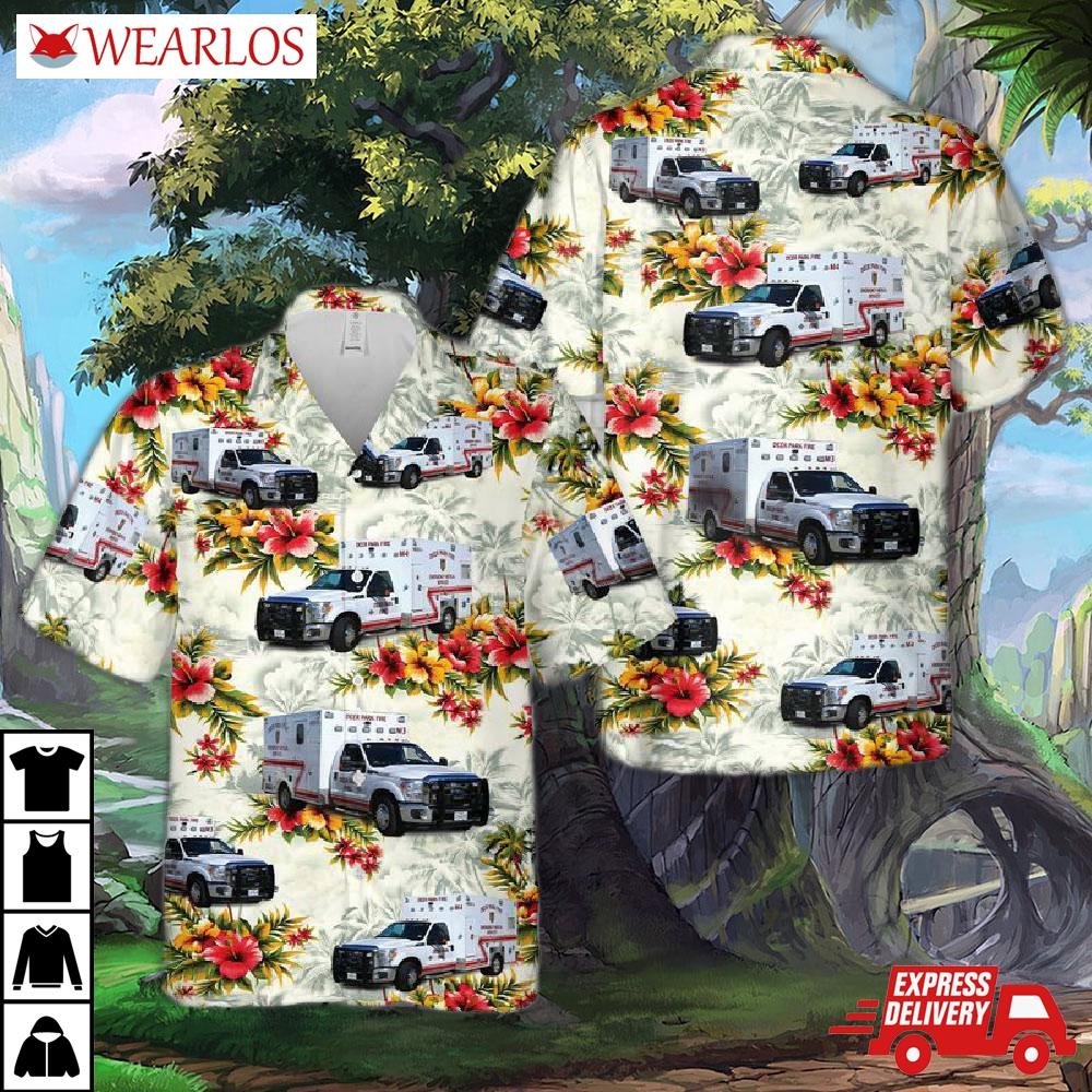 Texas Deer Park Fire Department Ems Ambulance Hawaiian Shirt