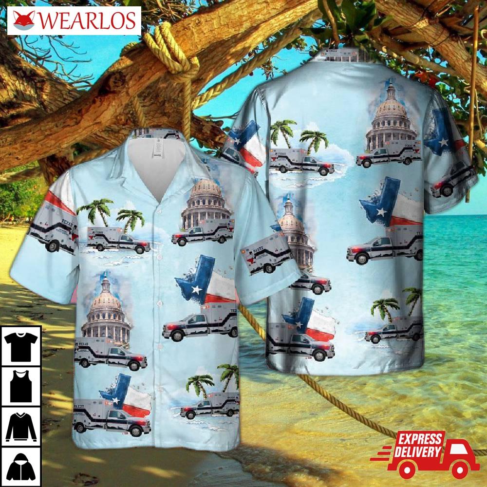 Texas Ems Ambulance Short Sleeve Hawaiian Shirt