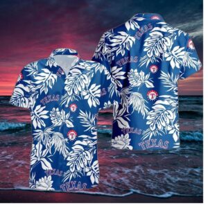 Texas Rangers Tropical Leaf Hawaiian Shirt